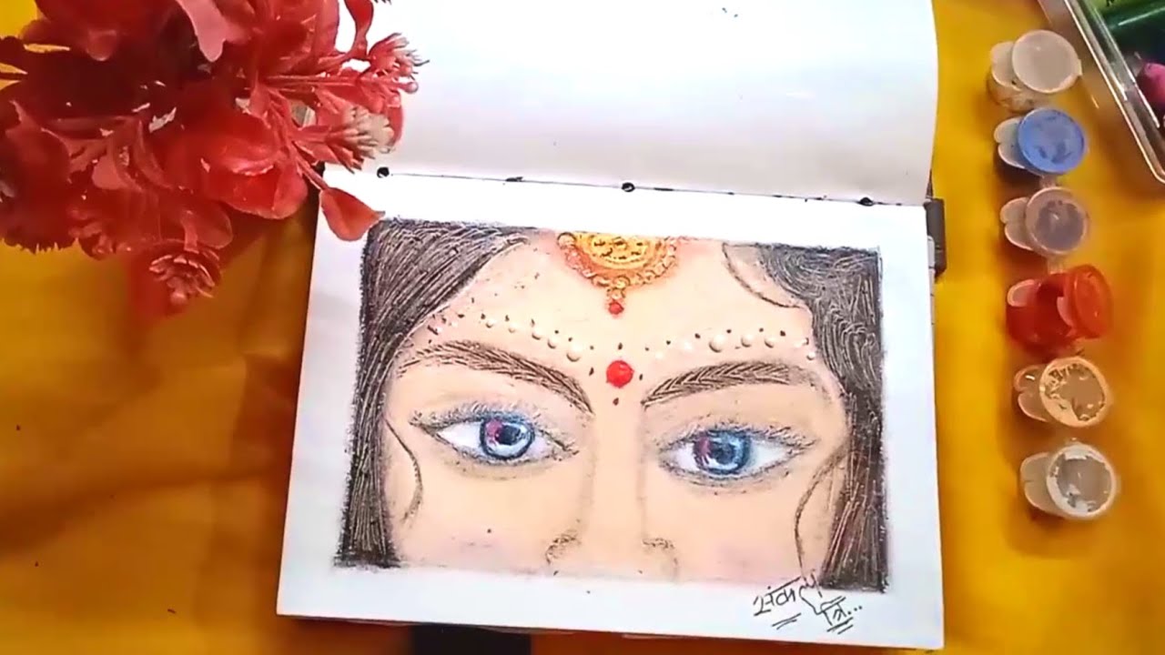 How to draw Radha Rani eyes ✨😍 | Step by step tutorial video | Oil pastel drawing