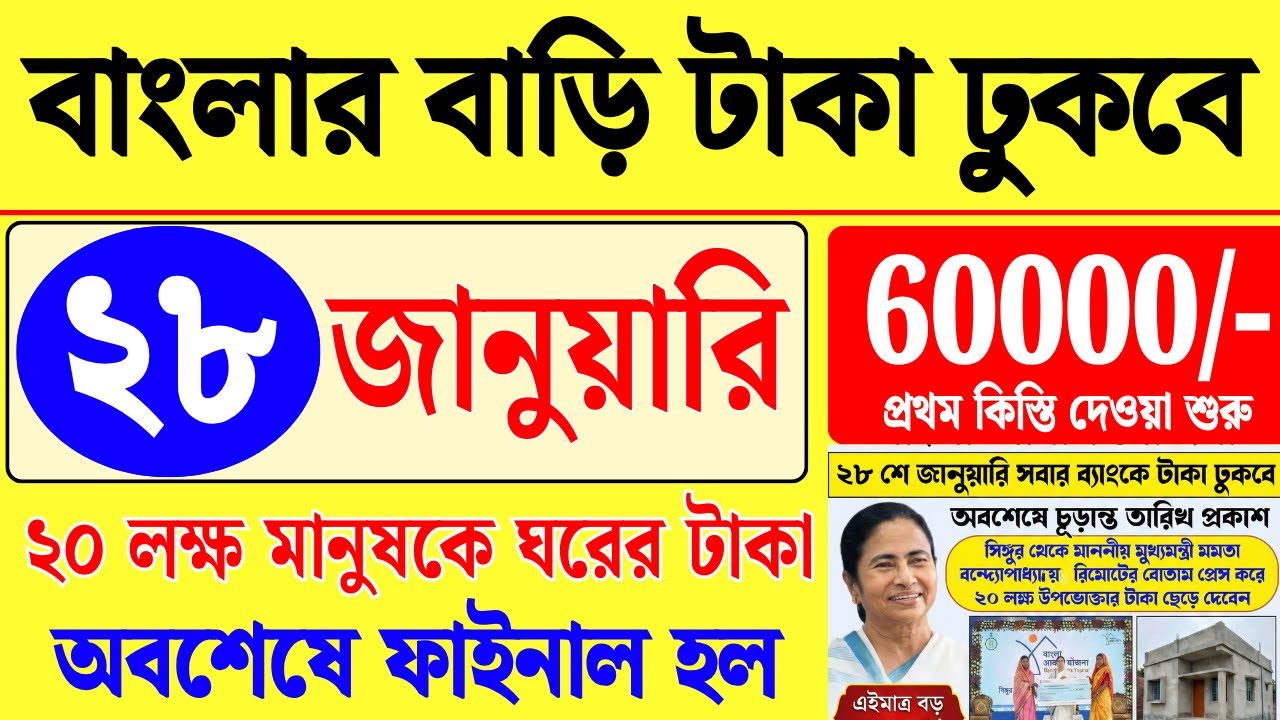 বিরাট সুখবর বাংলার বাড়ির টাকা ২৮ শে জানুয়ারি ঘোষণা হল | banglar Bari final date