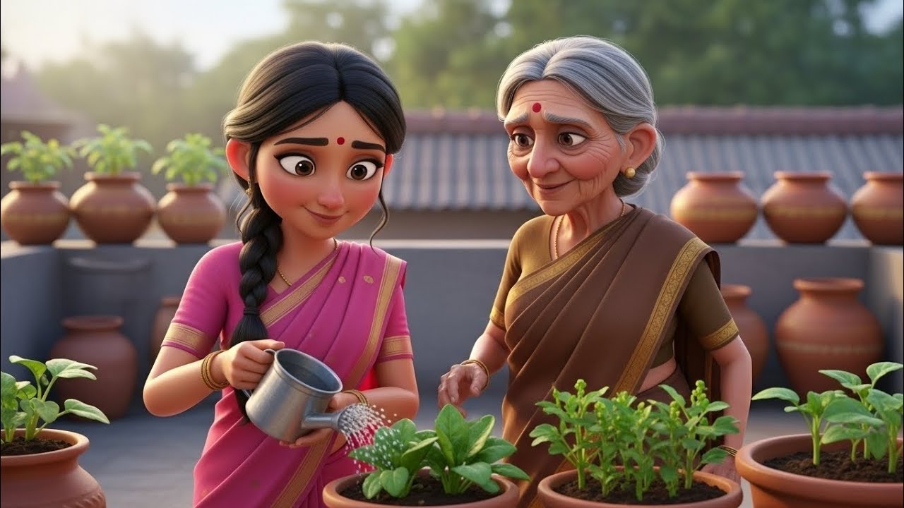 सर्दी में छत पर सब्ज़ी उगाकर मिट्टी के चूल्हे पर खाना बनाने वाली सास-बहू | Moral Story in Hindi