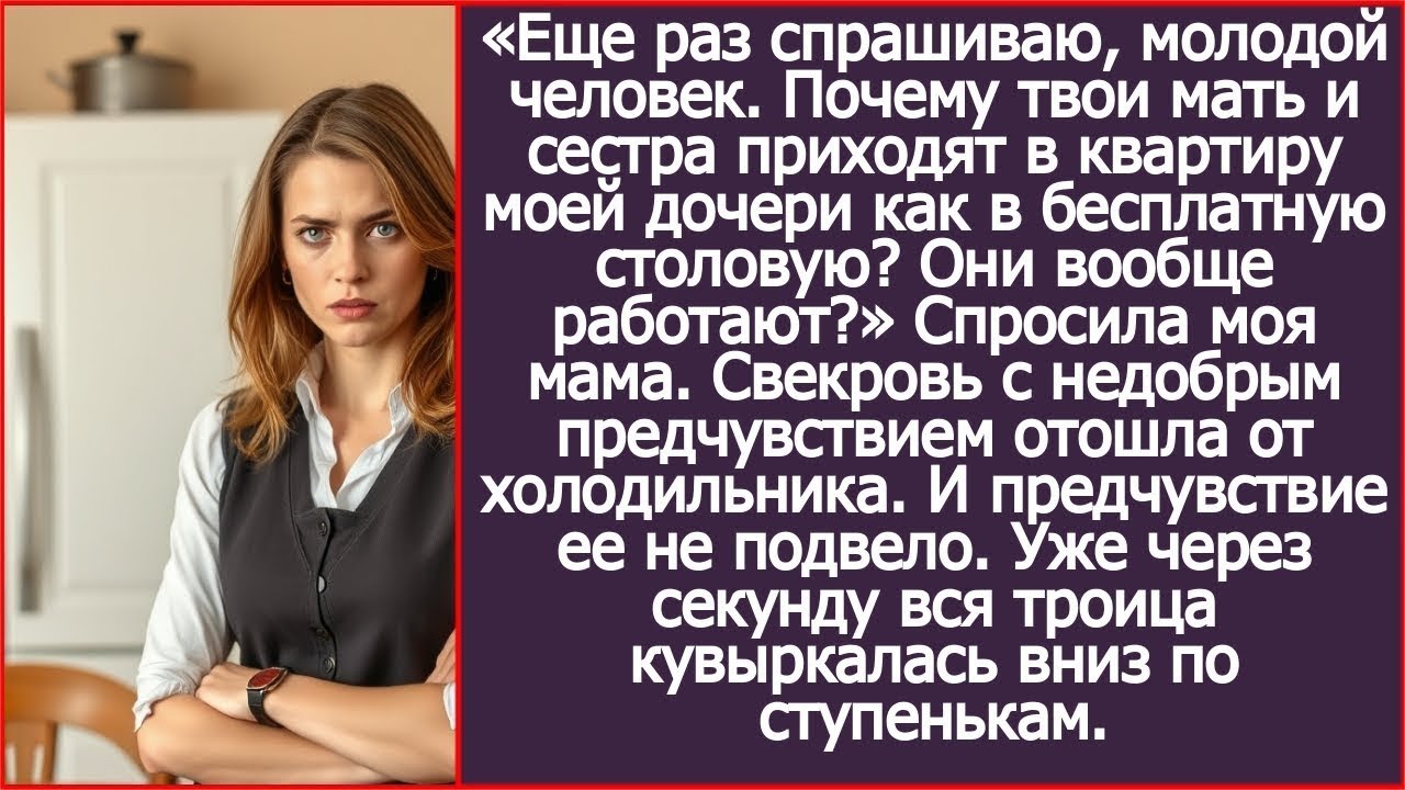 Еще раз спрашиваю, почему твои мать и сестра ходят в квартиру моей дочери как в бесплатную столо