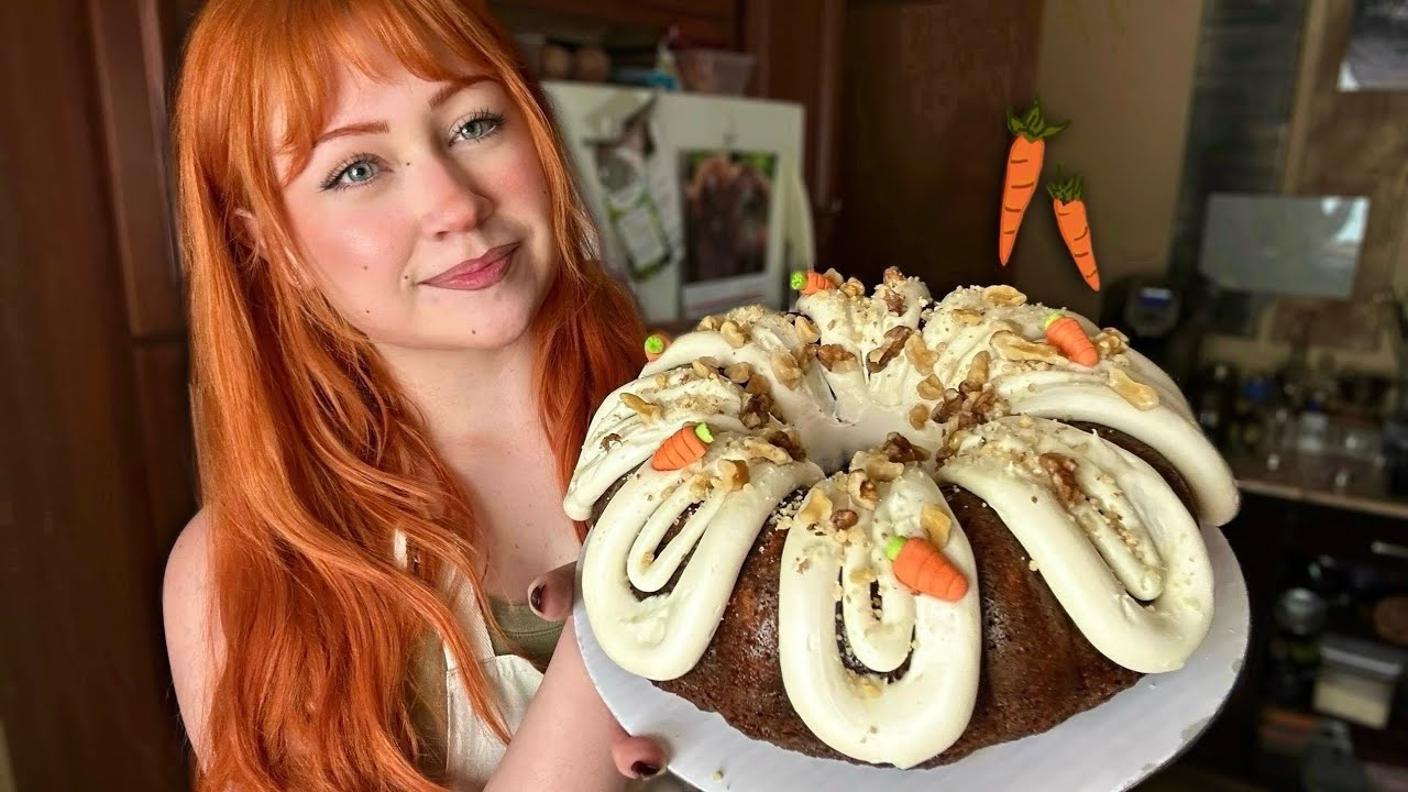ASMR Baking a Carrot Bundt Cake 🥕 (Close Whispered Voiceover, Tapping)