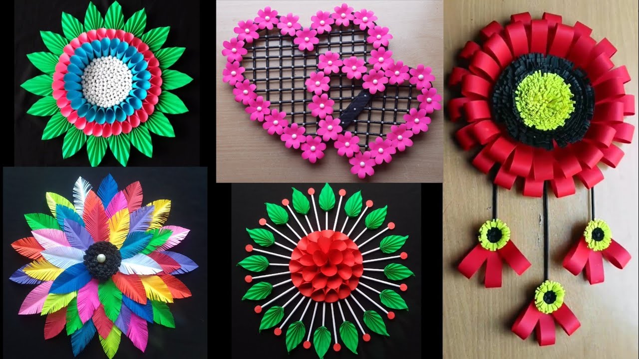5 Beautiful Paper Flower Wall Decor Ideas | Wall Hanging Ideas | Paper Crafts