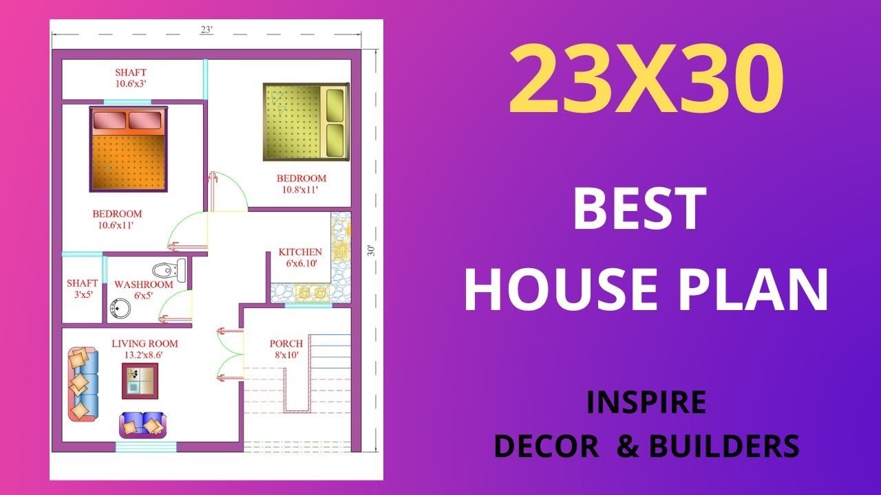 23X30 Building Plan II 690 Sq Ft House Plan II East Facing Home Map II 23X30 Makaan Ka Naksha