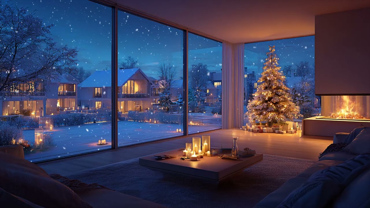Tranquil Spring by the Lake ☃️ Relaxing Piano & Warm Fireplace Sounds All Night