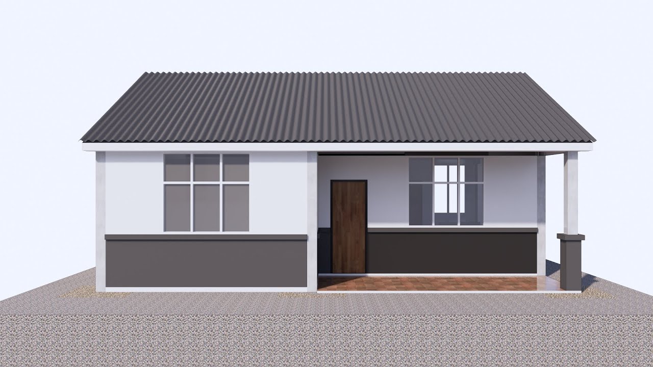 ไอเดียขั้นตอนสร้างบ้าน ชั้นเดียว 67 ตารางเมตร 2 ห้องนอน 1 ห้องน้ำ 1 นั่งเล่น [ Baan3D ]