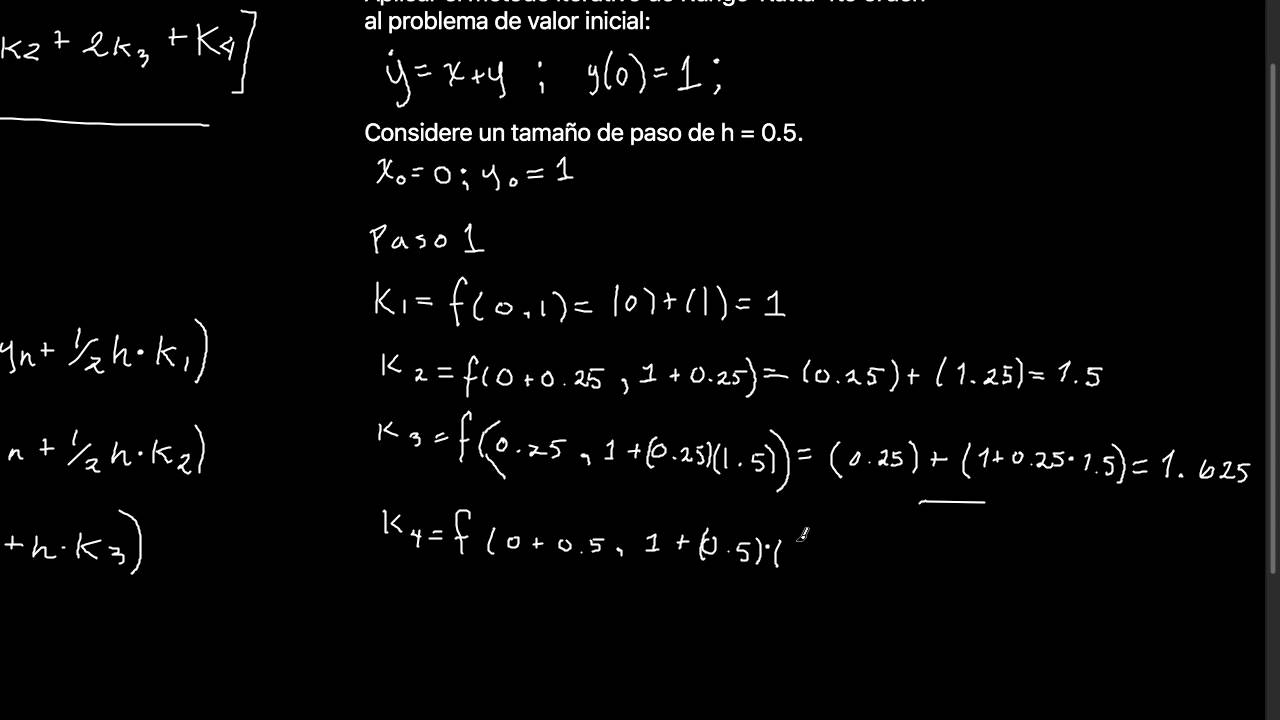 Ejercicio de solución de EDO's mediante Runge-Kutta 4to orden