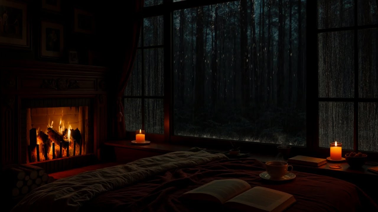 99% INSTANTLY FALL ASLEEP 😴💦 Quiet Night Rain & Gentle Fire 🔥 Bedside Ambience to Calm the Mind