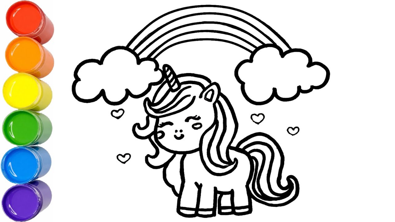 Unicorn with Rainbow Drawing, Painting and Coloring for Kids & Toddlers | Simple Paintings
