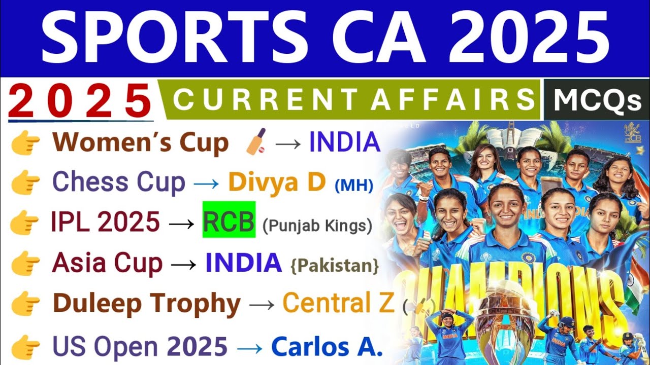 SPORTS CURRENT AFFAIRS 2025 | IMPORTANT SPORTS CURRENT AFFAIRS 2025 | SPORTS CA 2025 | INDOLOGUS