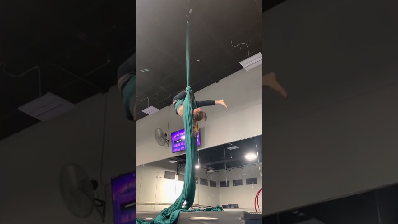 Above knee amputee aerial silks: climbs and trapeze drop