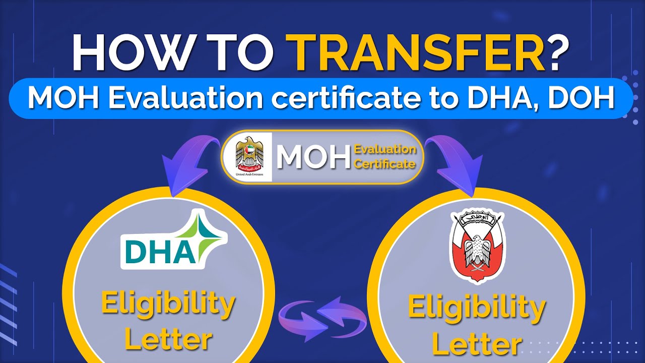 How to transfer/convert MOH Evaluation Certificate / License into DHA or HAAD / DOH?