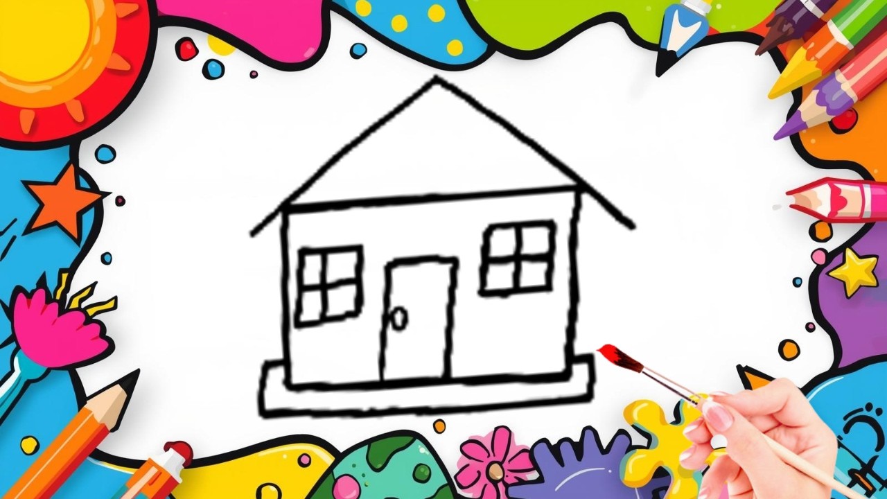 How To Draw cute House Drawing, Painting & Coloring For Kids and Toddlers_🌈🎨 🐋