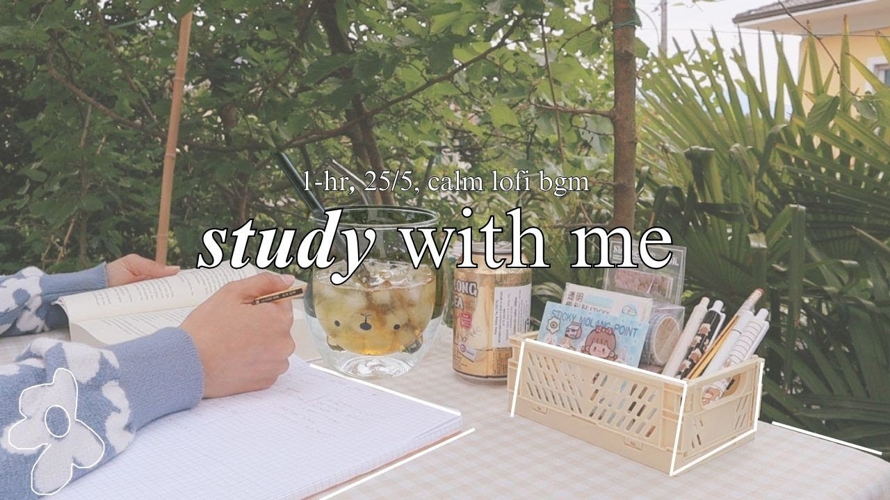 1-h Study With Me 🌿 | pomodoro 25/5, calm lofi, cloudy day