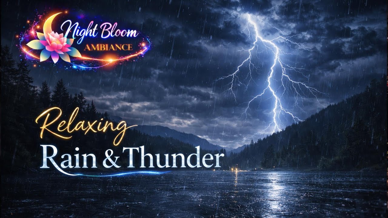 Relaxing Rain & Thunder for Sleep ⛈️ Calm Thunderstorm Ambience (Black Screen, No Ads)