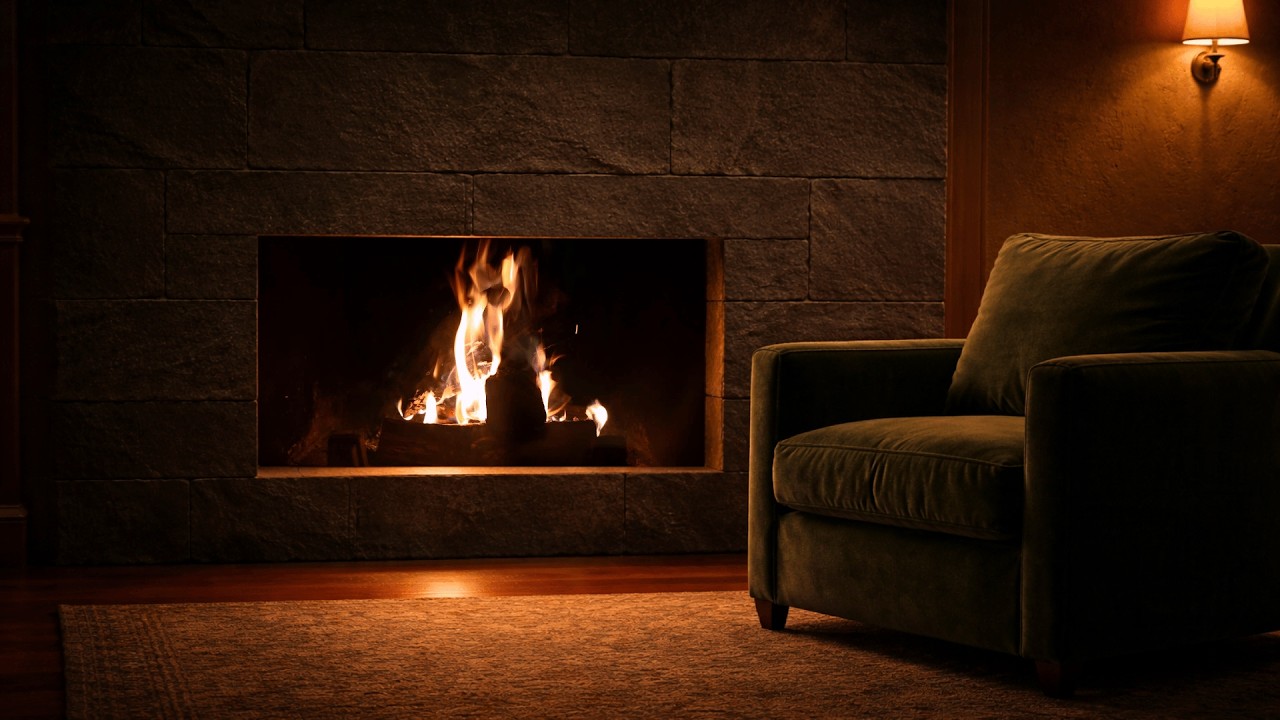 Stone Fireplace Glow 🔥 Fire Sounds for a Calm Night (1 Hour)