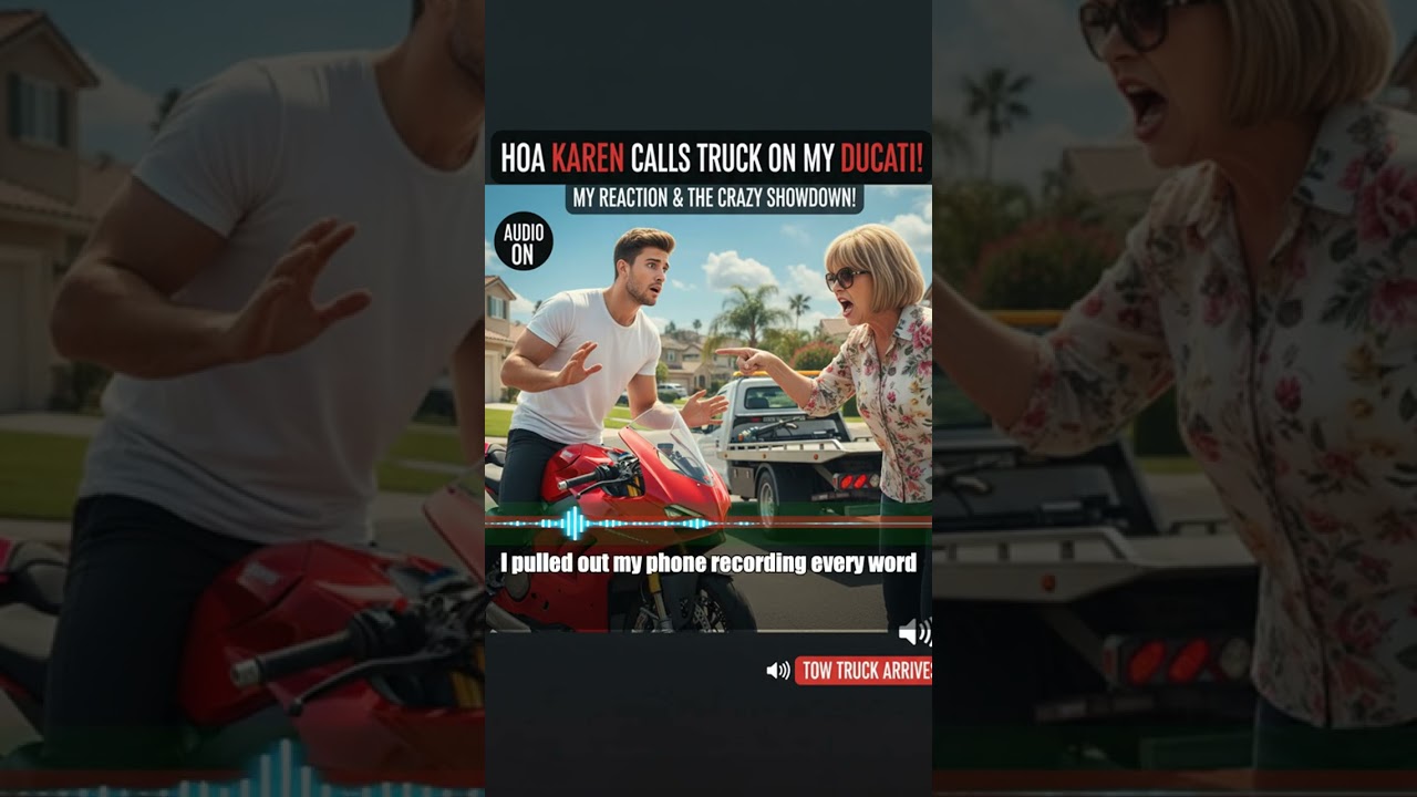 HOA Karen Tries to Tow My Ducati - Ends Up Arrested for Harassment