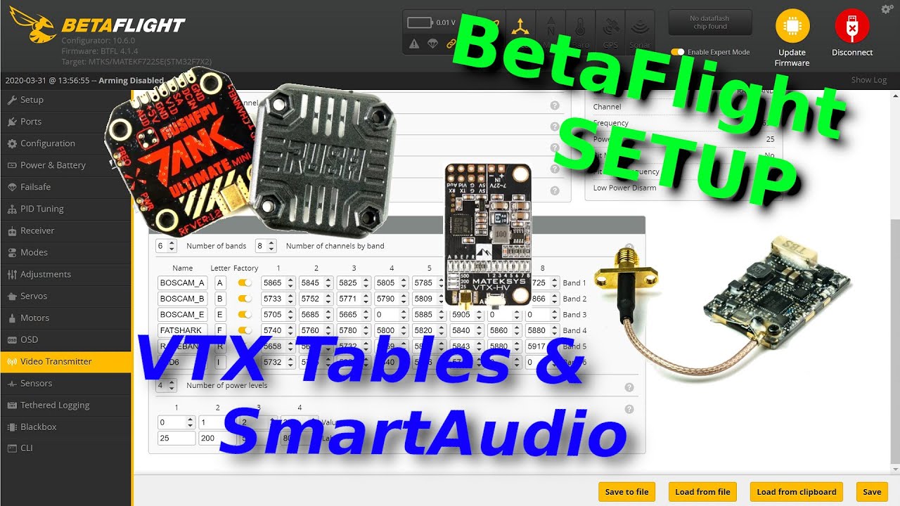 BetaFlight VTX Tables + TBS SmartAudio einrichten