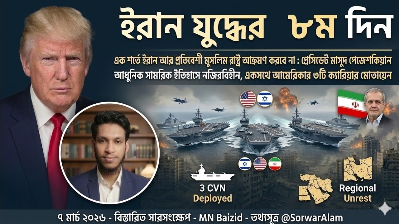 ইরান যুদ্ধের ৮ম দিন lran-USA war #bangladesh #iran #globalnews #warnews #trending  @SorwarAlam