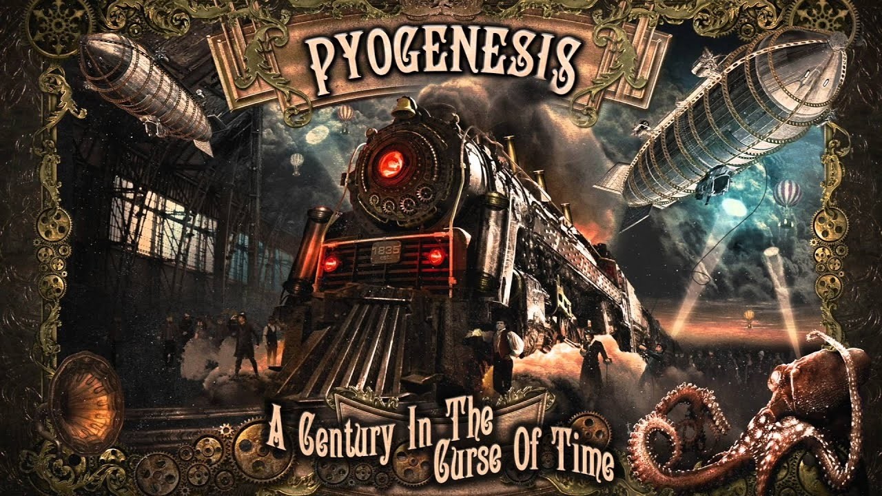 Дизайн буклетов альбомов группы Pyogenesis. Стимпанк трилогия. Паровоз, дирижабль, субмарина!