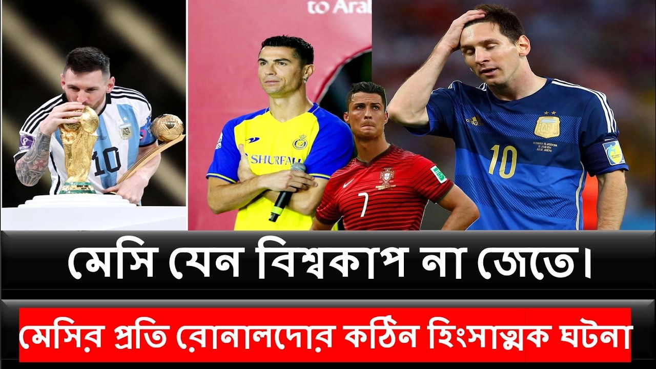মেসি যেন বিশ্বকাপ না জেতে।মেসির প্রতি রোনালদোর কঠিন হিংসাত্মক ঘটনা