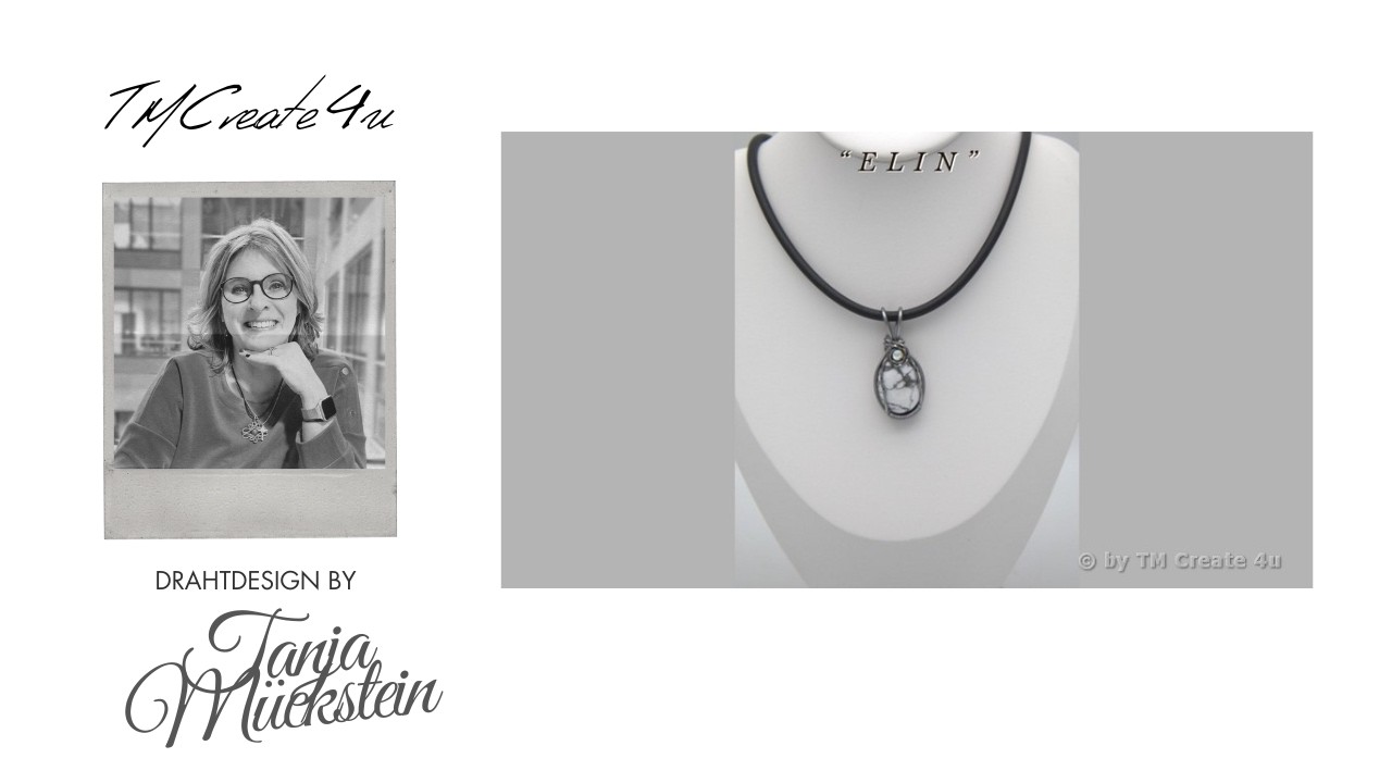 Wire Wrap Kettenanhänger „Elin“ mit Cabochon /Wire Weave / DIY aus Aluminiumdraht / Cabochon Pendant