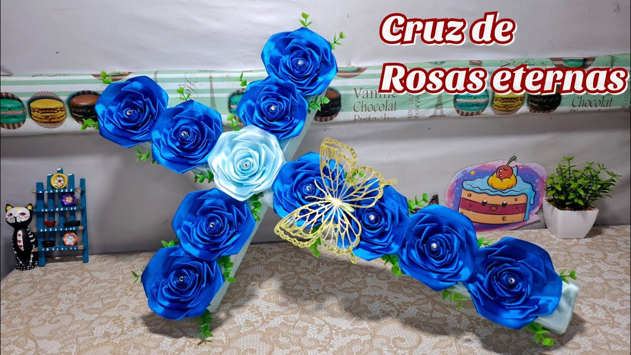 Cruz de rosas eternas / ideas con listón para vender en dia de muertos