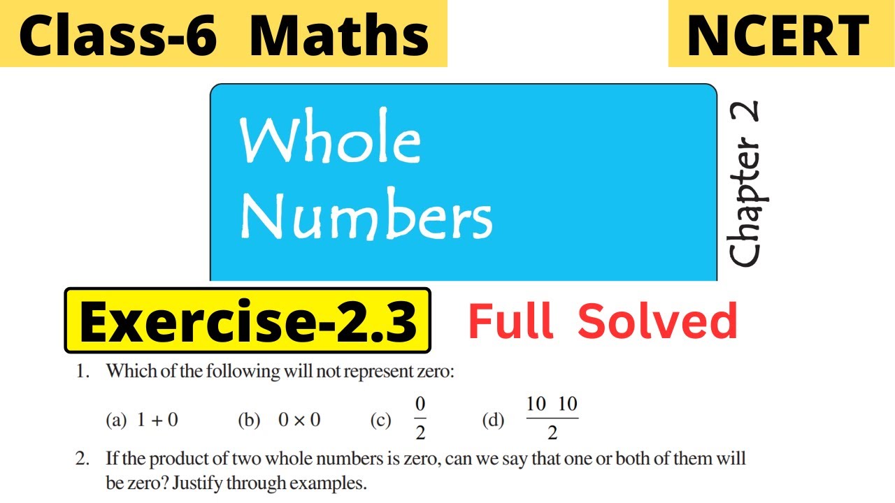 Class 6th Maths NCERT Chapter 2 Whole Numbers Exercise 2.3 full solved | CBSE Worldz