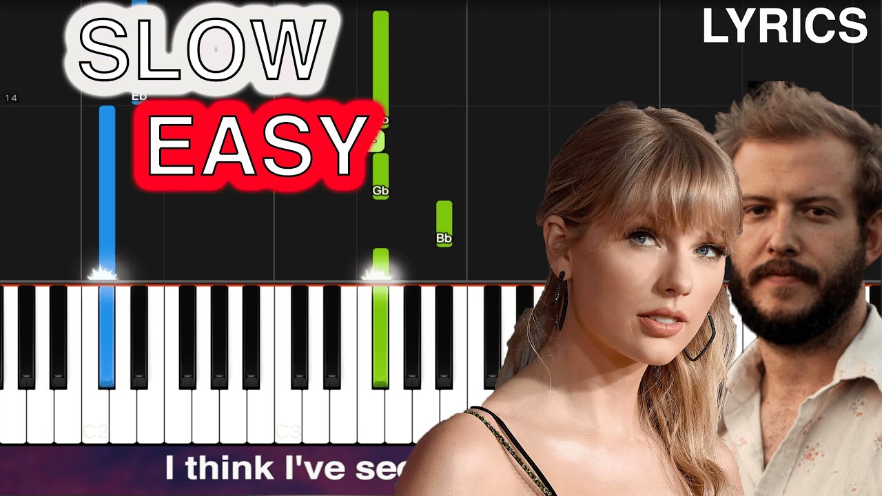 Taylor Swift - exile (feat. Bon Iver) - SLOW EASY Piano Tutorial + LYRICS