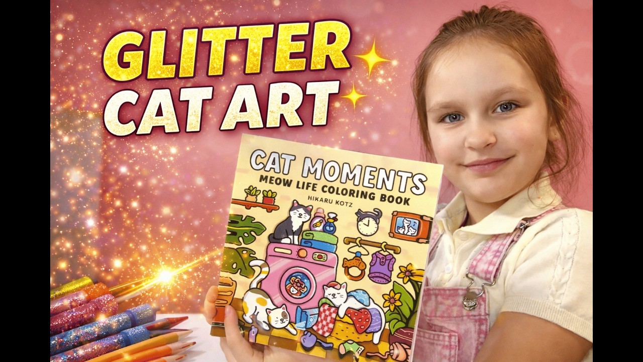 CAT Moments Coloring 🐱✨ | Glitter Markers & Pencils