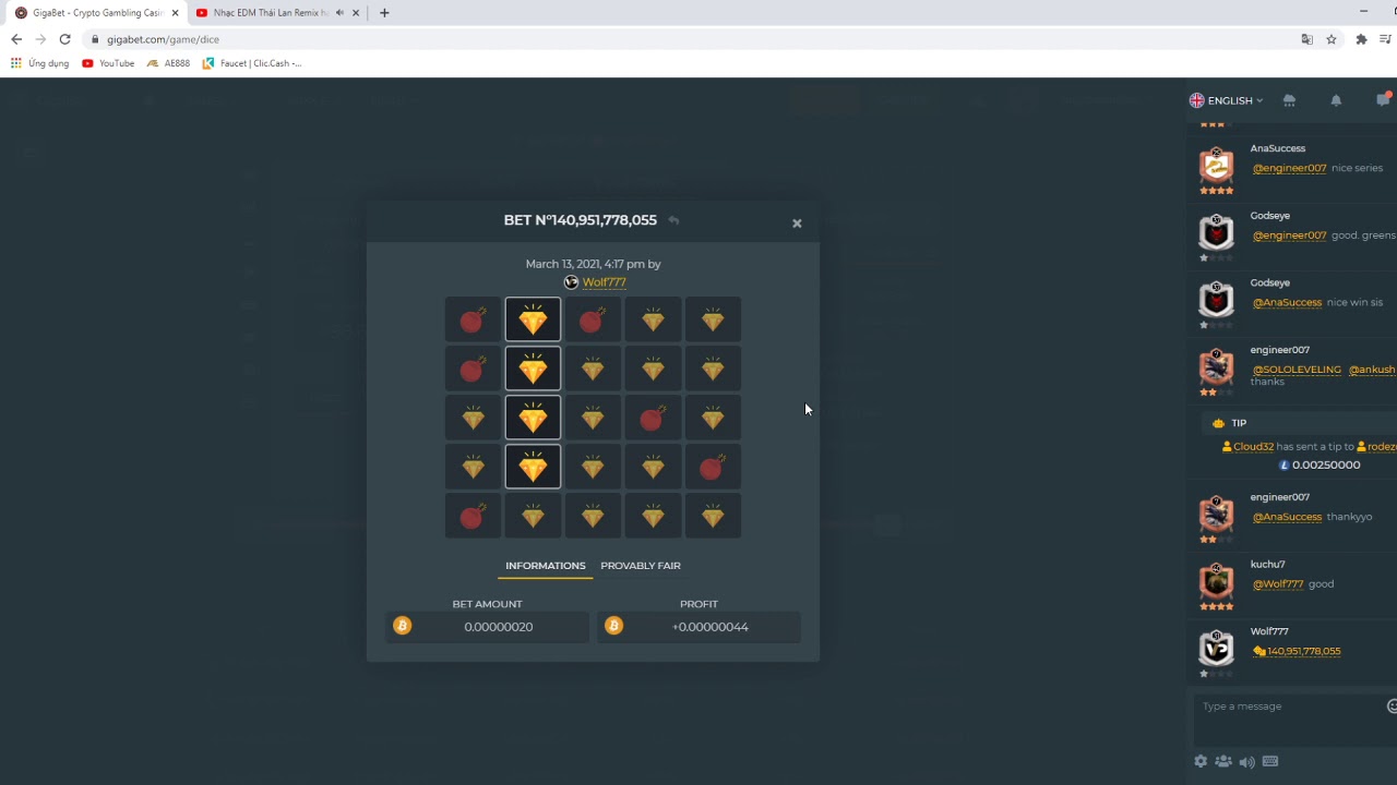 Gigabet 2021, The best strategy for dice to double your balance in 7 hours | Gigabet