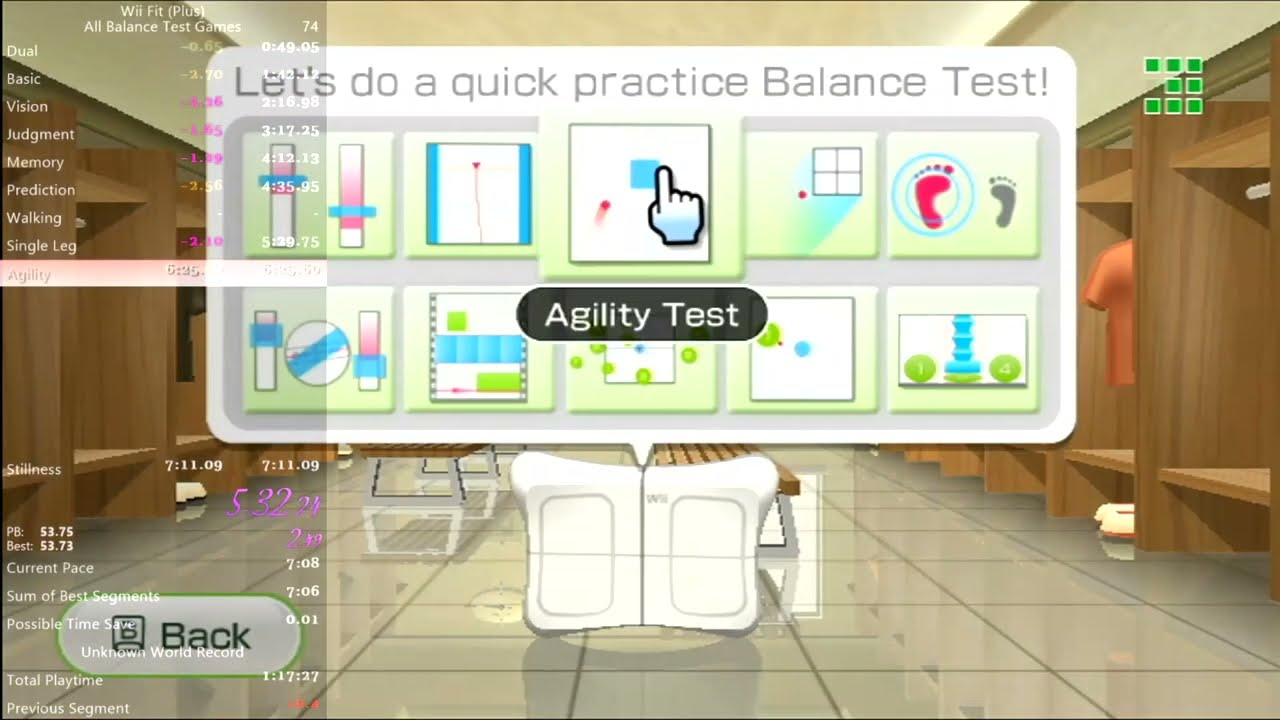 WIi Fit all balance test in 7:09