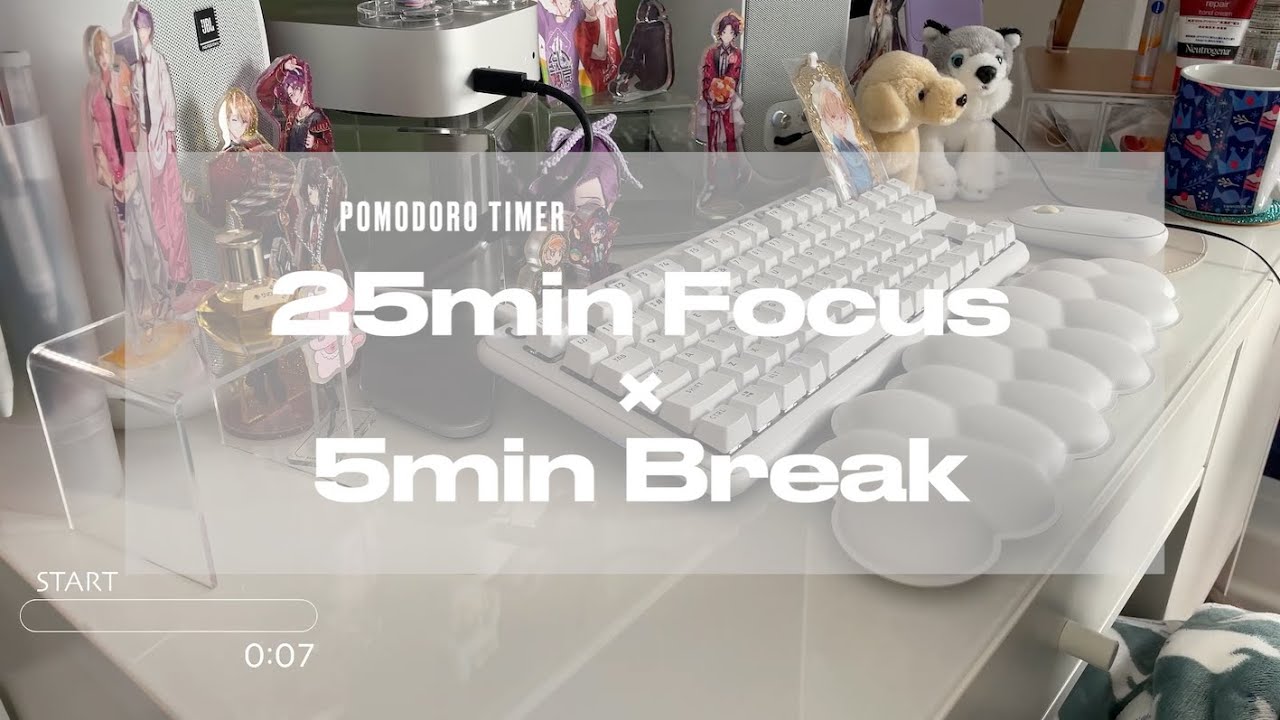 【作業用BGM/2h】ポモドーロ25m5m×4セット【タイピング音】