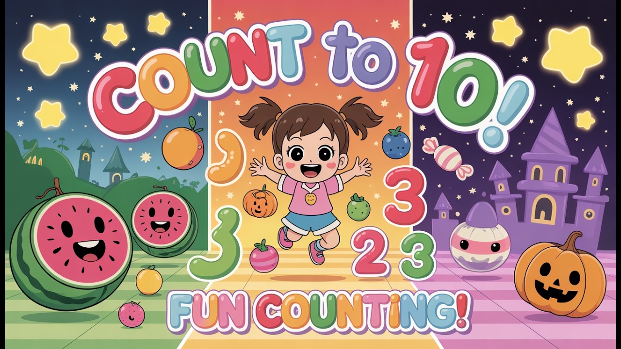Counting to 10 for Kids ⭐🍉🎃 | Preschool Numbers 1–10 Learning Compilation | Learn With Miss Melon 🍉