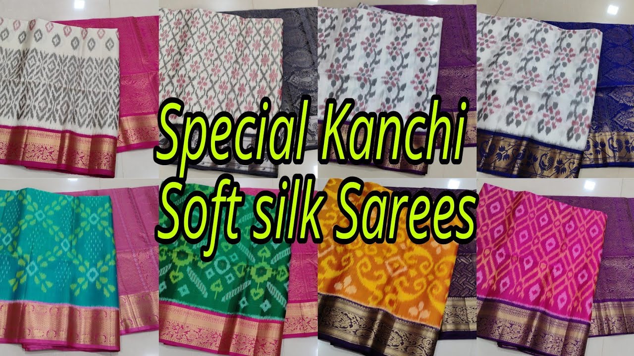 Pochampally Ikkat soft silk Sarees with kanchi border rich pallu #ikkathtraditionalpochampallysarees