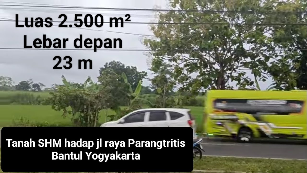 Tanah murah hadap jln raya Parangtritis Bantul Yogyakarta SHM 2.300 m² Ld 23 m