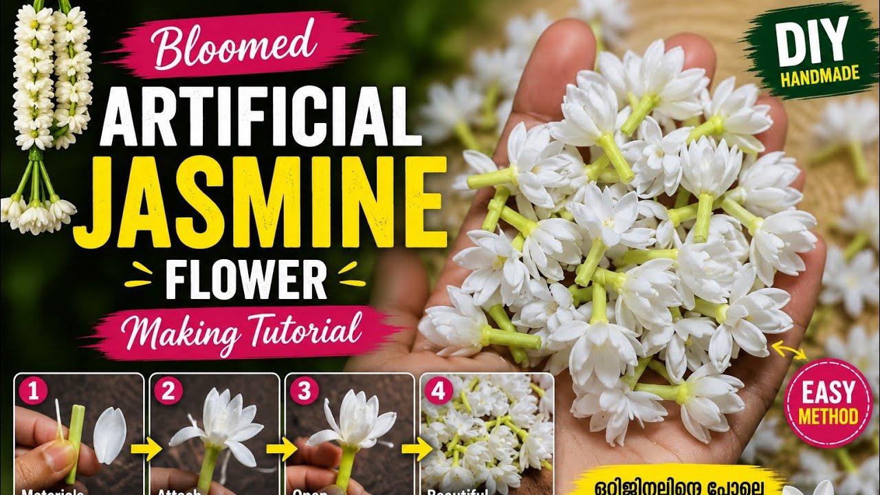 Artificial form jasmine bloomed flower making || artificial jasmine flower making | ജാസ്മിൻ flower