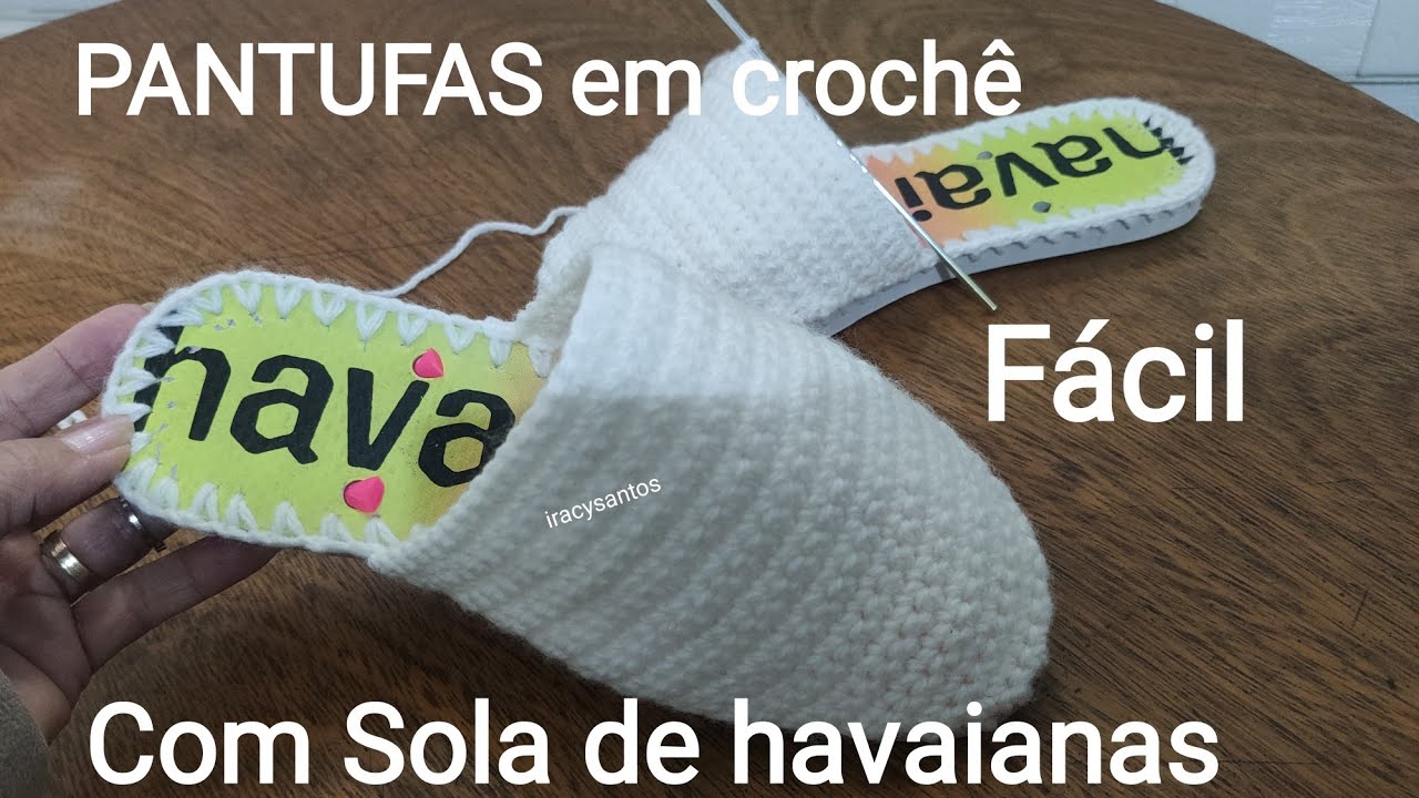 #diy Sola de chinelo com crochê PANTUFA de crochê com sola de havaianas não jogue fora chinelo Velho