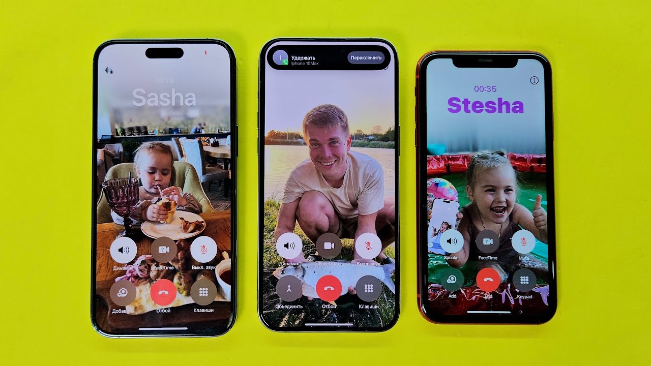 Incoming Call FaceTime Three iPhone Second Line Call on Hold, 15Pro Max & 14Pro Max & 11Red
