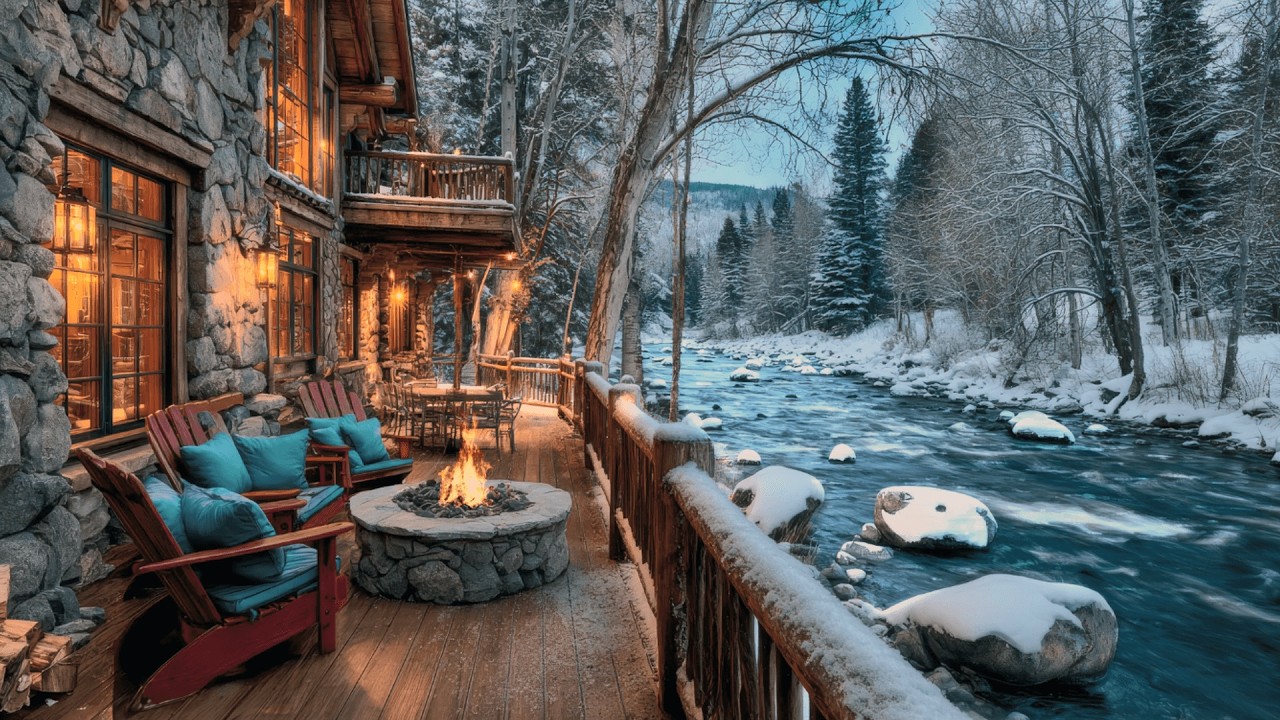 Peaceful Lakeside Porch at Dusk 🌆 | Campfire & Lapping Water Sounds