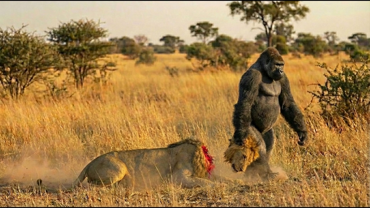 UNBELIEVABLE BATTLE: Giant Gorilla Vs King Lion || Who Is The Real King?