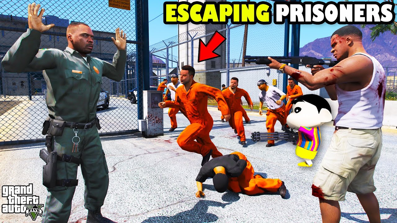 Franklin Helping Prisoners To Escape High Security Prison In GTA 5 | SHINCHAN and CHOP