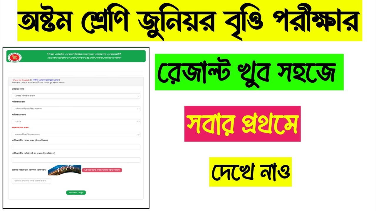 ৮ম শ্রেণি জুনিয়র বৃত্তি রেজাল্ট ২০২৫ কিভাবে দেখব | class 8 junior britti result 2025 ki vabe dakhbo