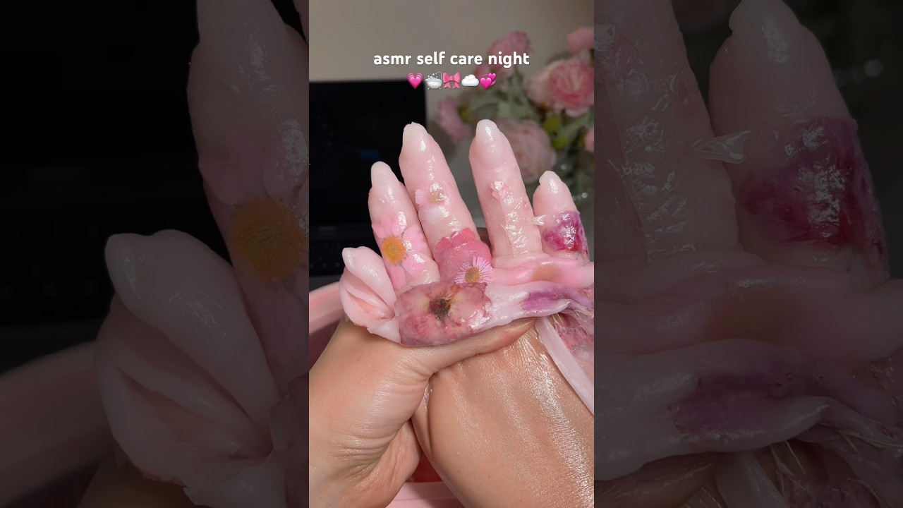 ASMR VALENTINES SELF CARE 🎀💗 #asmr #nails #valentinesday #pink