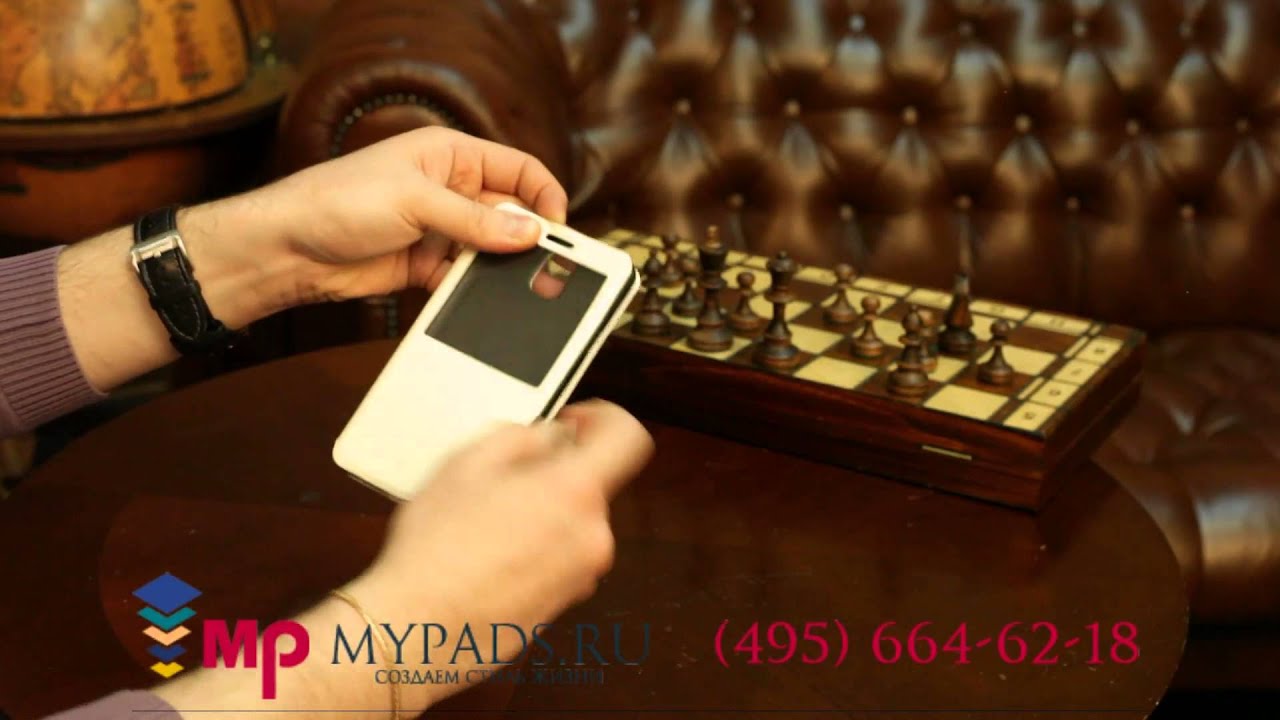 Чехол-книжка для Samsung Galaxy Note 3 SM-N900/N9005 с окошком белый кожаный