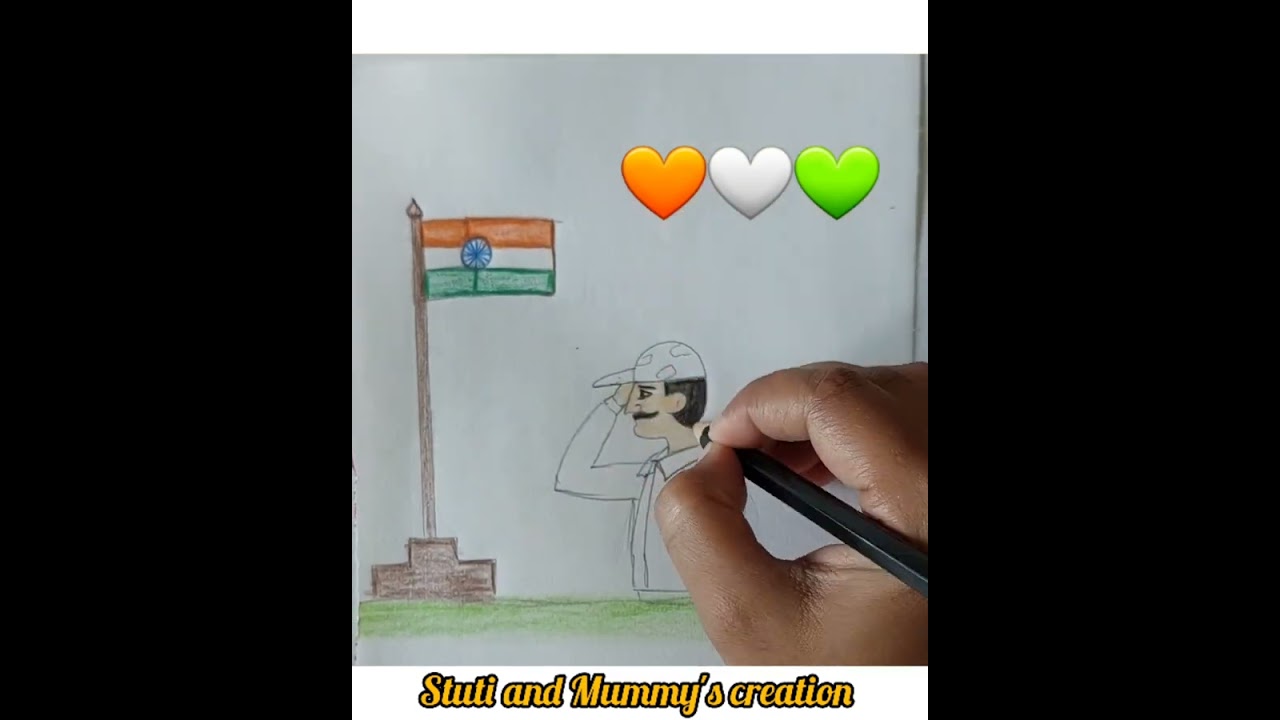 Independence Day Drawing | India Flag Drawing With 15 |Soldier Drawing With 75 |#shorts