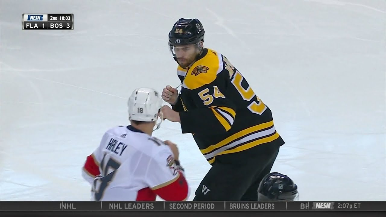 Adam McQuaid fights Micheal Haley 3/31/18