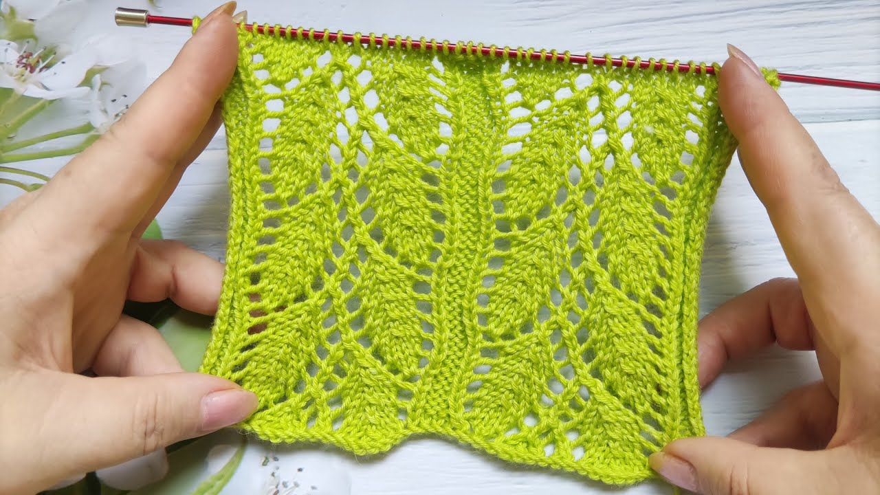 Lace Leaves Stitch | Ajour-Blattmuster stricken | Punto foglie ai ferri | Punto hojas a dos agujas