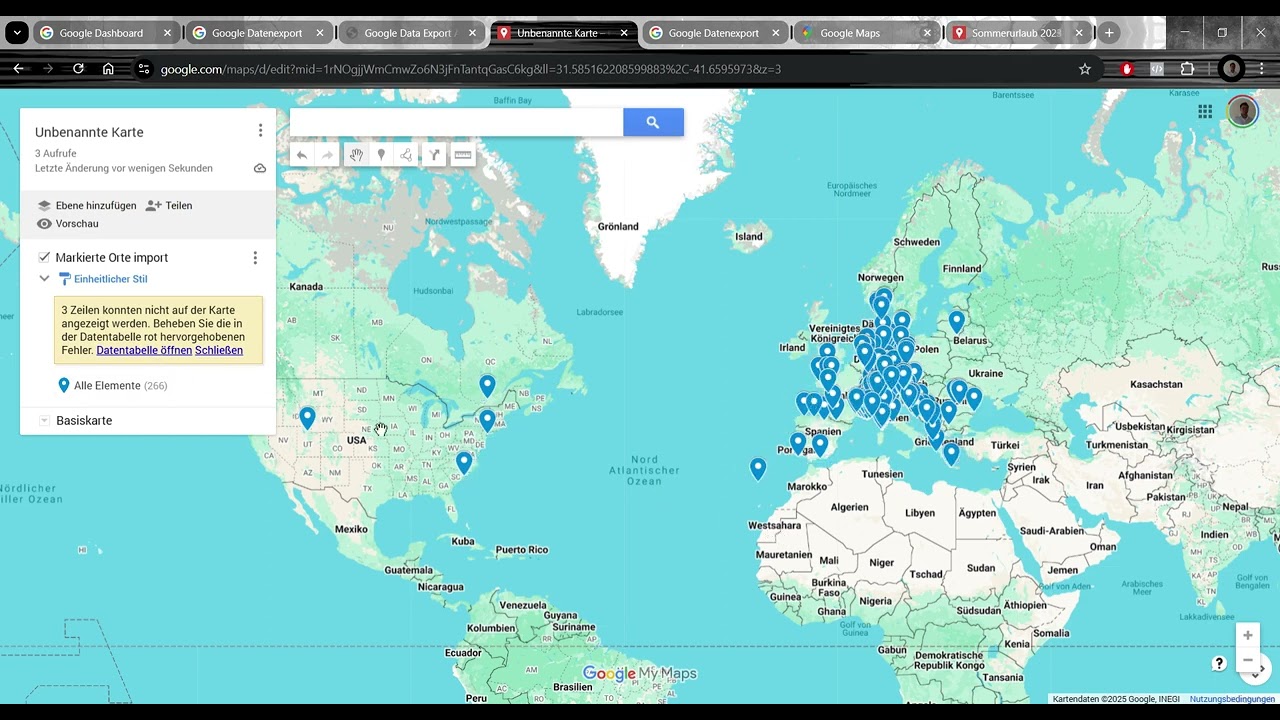 rOdin zeigt den Google maps export zu CSV und KML Schritt für Schritt