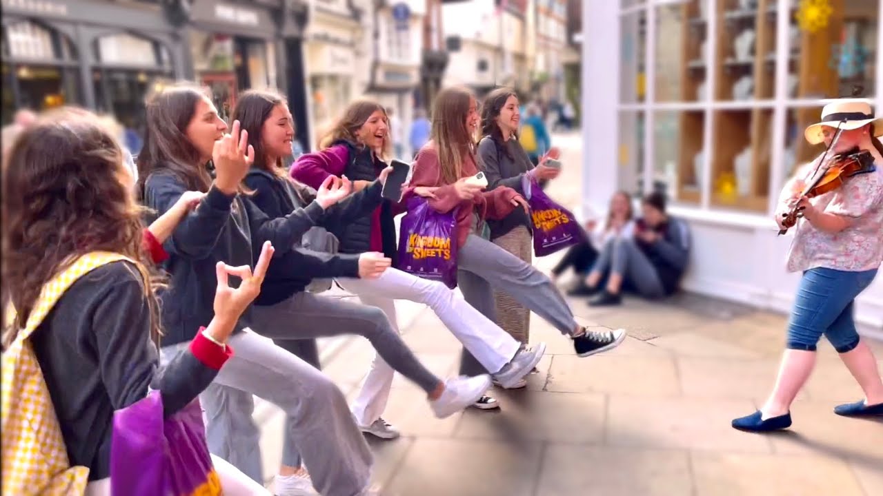 CROWD Starts DANCING With VIOLINIST | Break My Heart - Dua Lipa - Holly May Violin Cover (Busking)