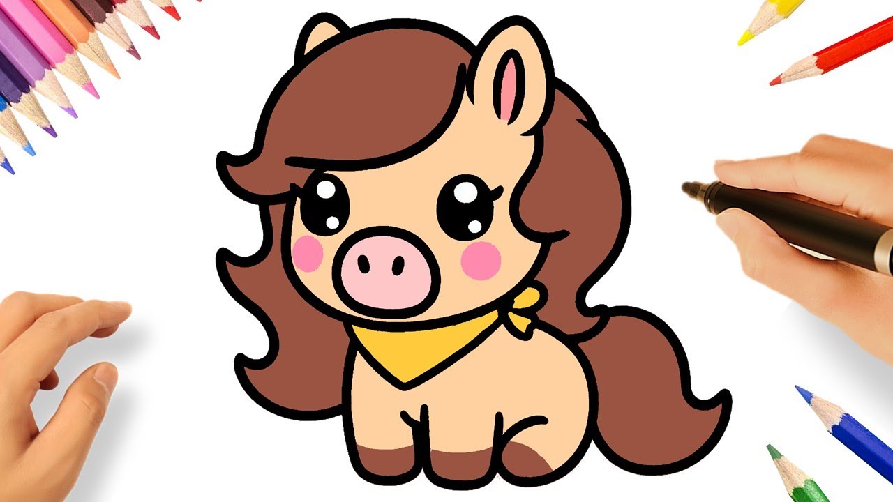 CÓMO DIBUJAR UN CABALLO KAWAII FACIL 🐎